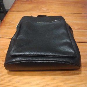 Italian Leather Backpack Borse In Pelle Convertible Purse - Black